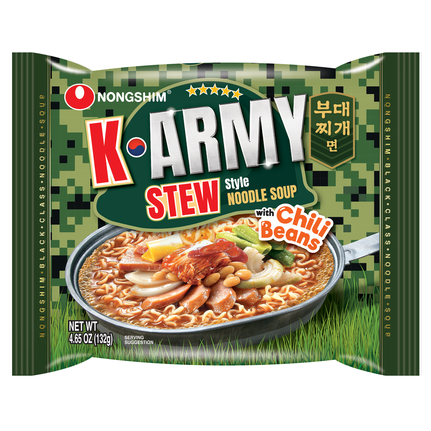 Nongshim K-Army Stew Ramen Noodle Bag, Chili Beans - 4 Pack