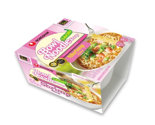 Nongshim Bowl Noodle Soup, Savory Shrimp Flavor - 12 Pack