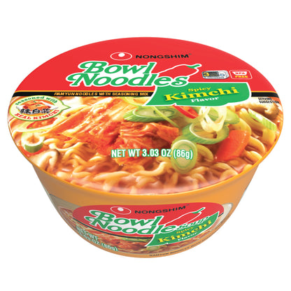 Nongshim Bowl Noodle Soup, Spicy Kimchi Flavor - 12 Pack