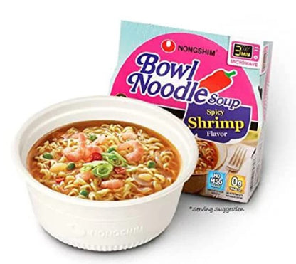 Nongshim Bowl Noodle Soup, Spicy Shrimp Flavor - 12 Pack